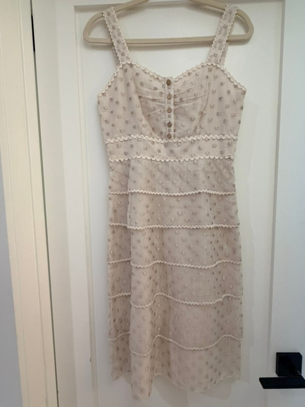 Tory Burch Cream and Beige Midi 100% Silk Sundress - US 2